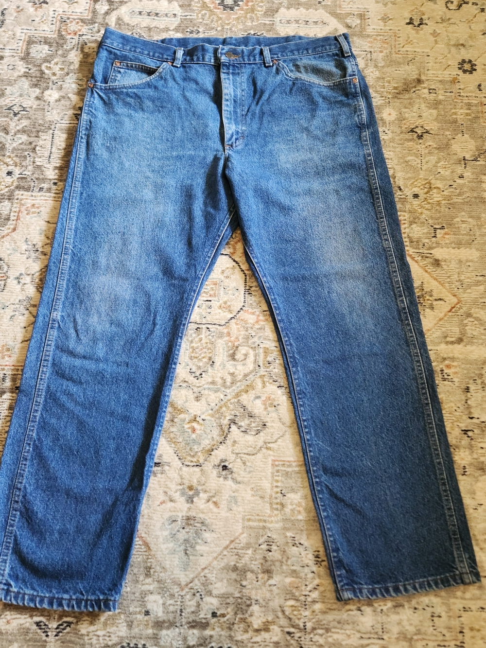 Vintage Lee Men's Straight-Leg Blue Jeans 40×30